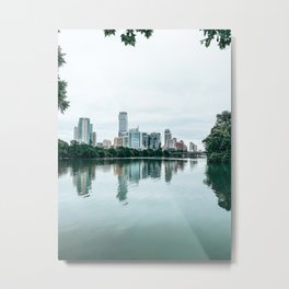 Austin, Texas Metal Print | Texas, Reflection, Austin, Downtown, Water, Digital, Blue, Skyline, Ladybirdlake, Color 