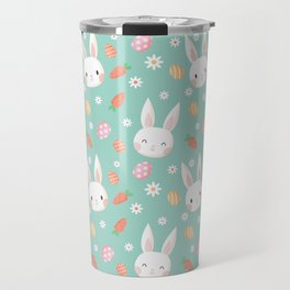 Happy Easter Pattern With Bunny And Carrot Travel Mug