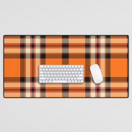 Argyle Fabric Plaid Pattern Autumn Orange & Black Colors Desk Mat