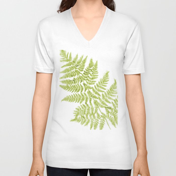 Fresh Fern Modern Botanical V Neck T Shirt