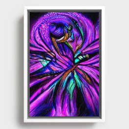 Psychedelic Art - Purple And Green Dragonfly Framed Canvas