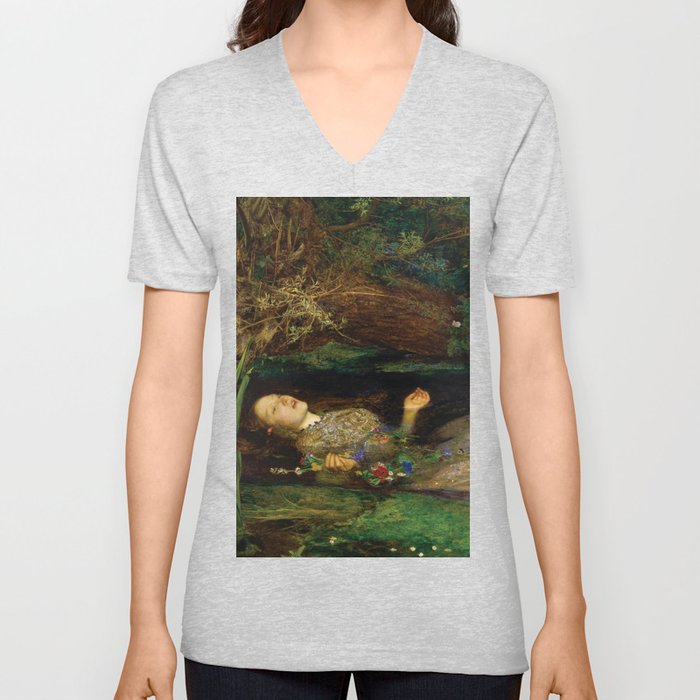 Ophelia, Painting, Sir John Everett Millais V Neck T Shirt