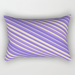 [ Thumbnail: Purple, Slate Blue, and Tan Colored Striped Pattern Rectangular Pillow ]