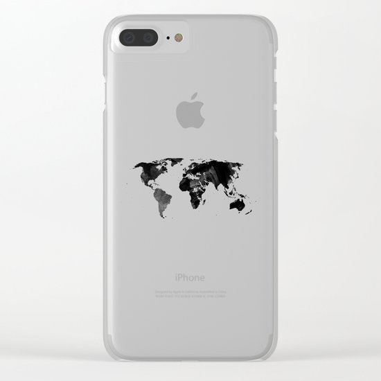 Black watercolor world map Clear iPhone Case