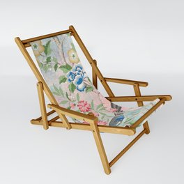 Chinoiserie Magpie Blooming Peony Botanical Garden Sling Chair