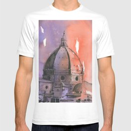Brunelleschi's dome on the Florence Duomo- Italy.  Watercolor painting Florence Duomo T-shirt