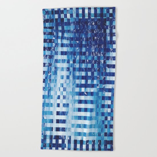 Nautical pixel abstract pattern Beach Towel