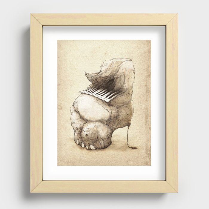 Piano Elephant Recessed Framed Print