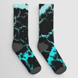 Cracked Space Lava - Cyan/White Socks
