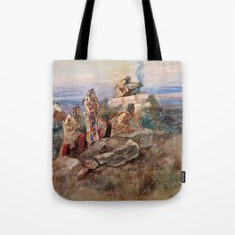 Smoke Signal, 1896 by Charles Marion Russell Tote Bag