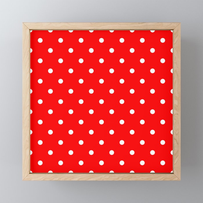 Purely Red - polka 6 Framed Mini Art Print