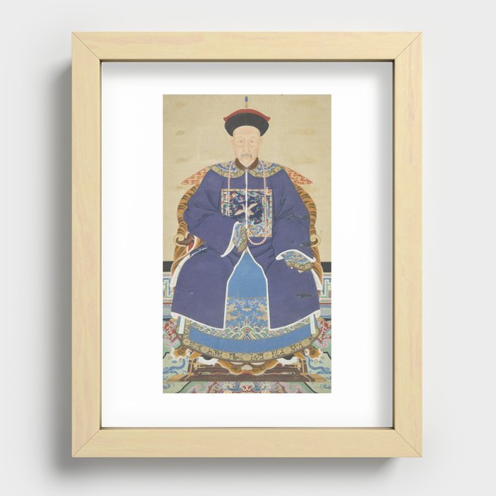 An Ancestor Portrait of an Official - Chinese, 19th century - Scroll painting - Mandarin Court Recessed Framed Print