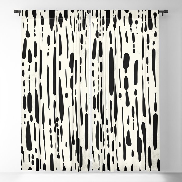 Abstract Stripes in Cream and Black III Blackout Curtain