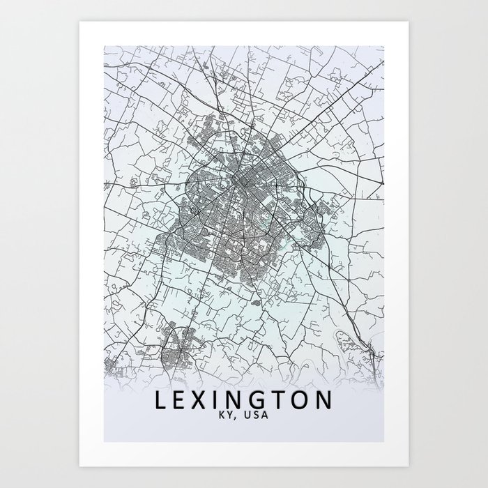Lexington, KY, USA, White, City, Map Art Print