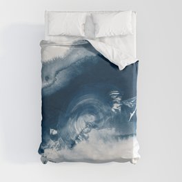 Building the Universe:  A minimal abstract acrylic painting in blue and white by Alyssa Hamilton Duvet Cover
