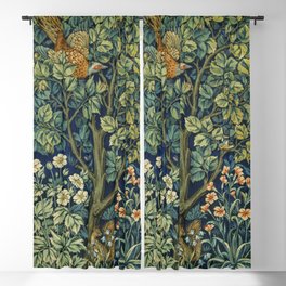 Vintage William Morris pattern pheasant and squirrel Blackout Curtain