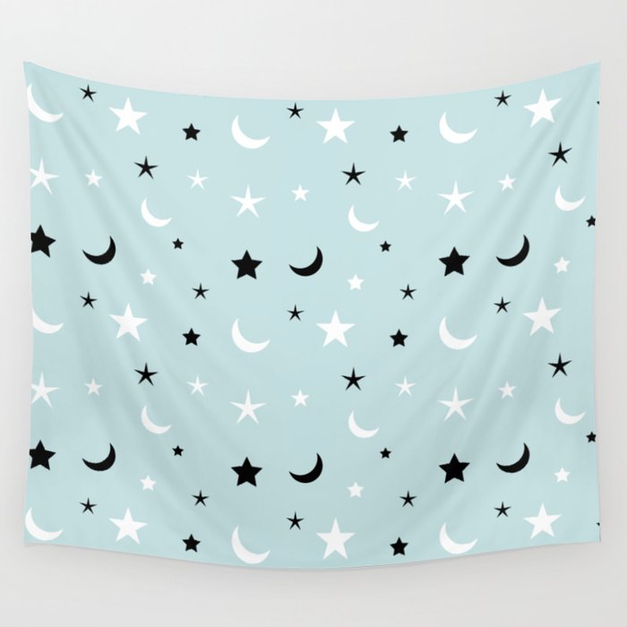 Baby Blue Background With Black And White Moon And Star Pattern Wall Tapestry By Seafoam12 Society6 Baby Blue Background With Black And White Moon And Star Pattern Wall Tapestry By Seafoam12 Society6