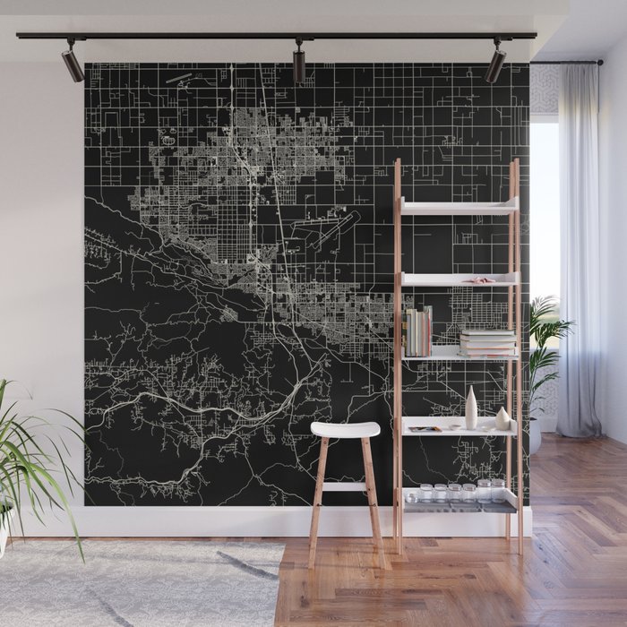 PALMDALE - USA. Black and White City Map Wall Mural