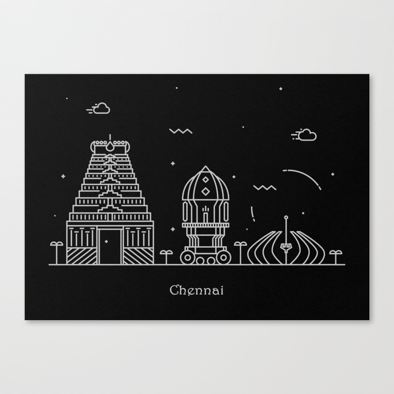 Chennai Minimal Skyline Drawing Canvas Print By Aysetoyran Society6