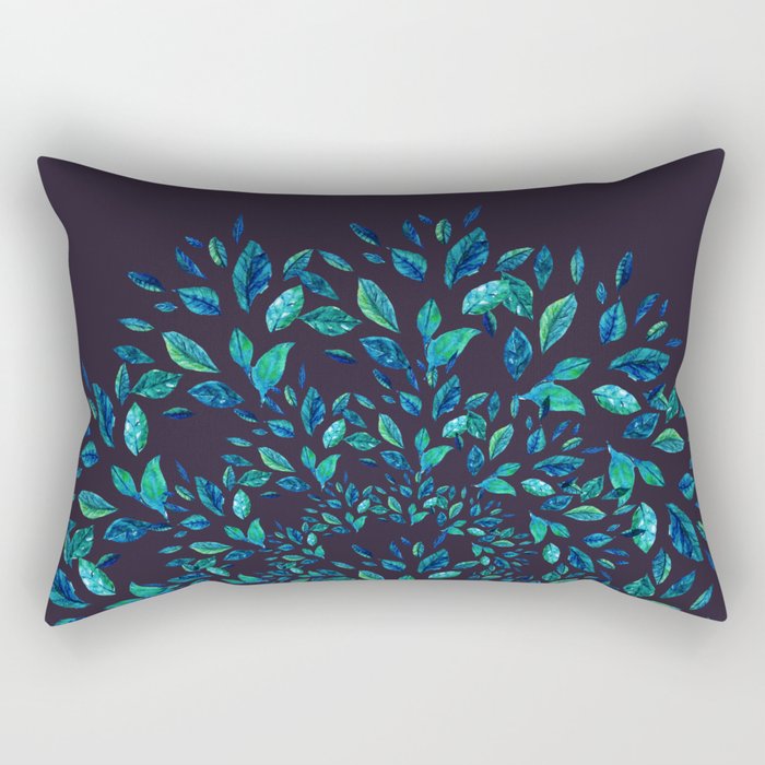 Blue Leaves Mandala Rectangular Pillow