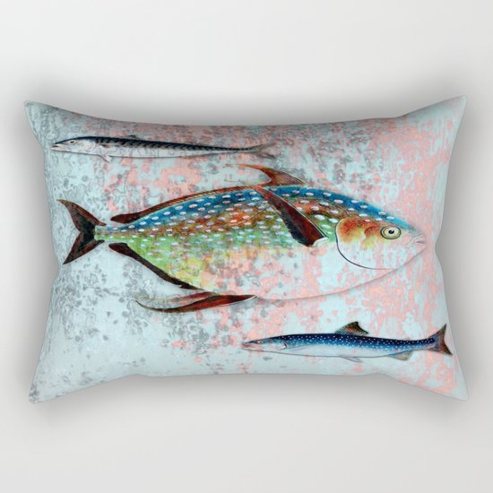 Into the Deep, Ocean Swimming Fish Rectangular Pillow