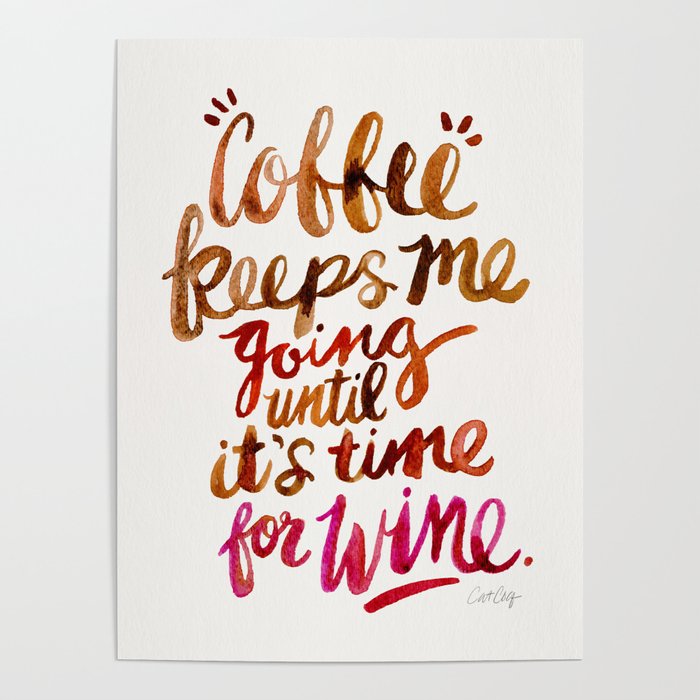 Coffee & Wine – Brown & Magenta Ombré Poster