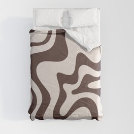 Retro Liquid Swirl Abstract Pattern in Brown Comforter