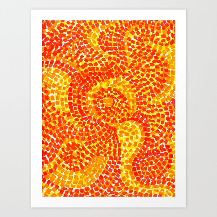 Orange Yellow And Red Swirls Abstract Art Print By