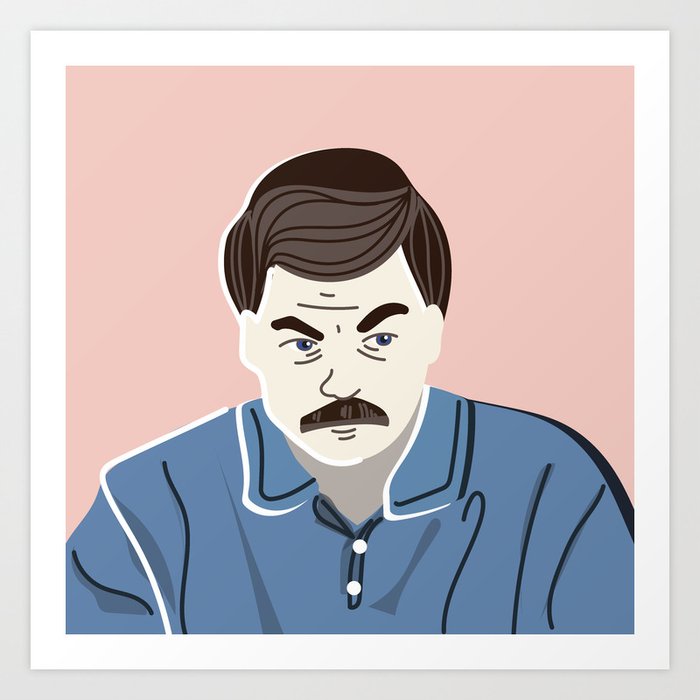 ron swanson art print by ffion norman society6