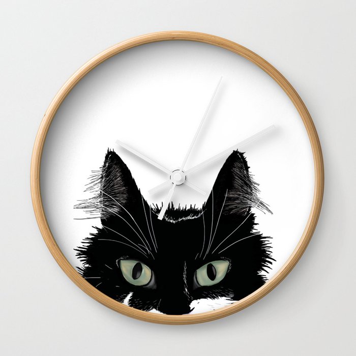 Tuxedo Cat Wall Clock