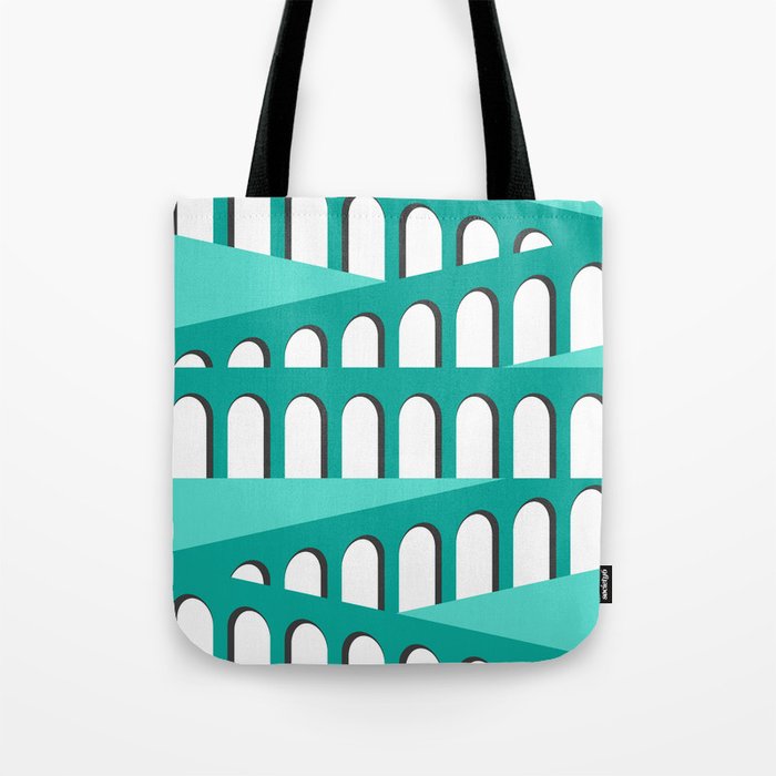 Bauhaus Arch Minimalist Teal Mint Turquoise Green Tote Bag