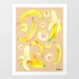 Bananas orange palette Art Print