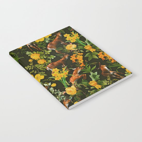 Deer and Floral Pattern Notebook
