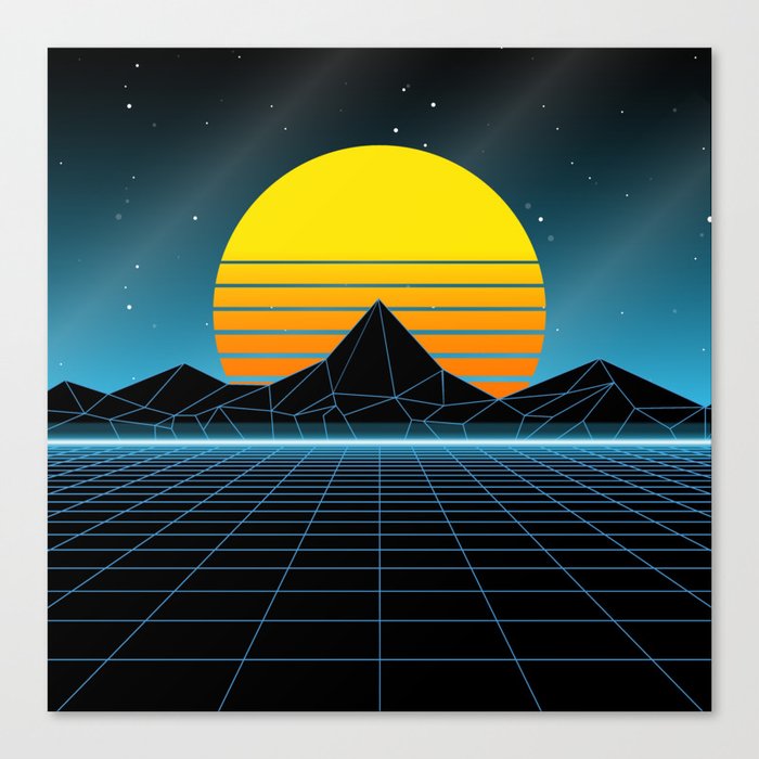 80s Sunset Synthwave Memories Canvas Print
