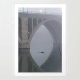 Lone Rower on a Foggy Morning Art Print