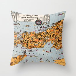 1929 Vintage Map of Prince Edward Island Throw Pillow