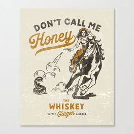 "Don't Call Me Honey" Retro Pinup Cowgirl On Horseback Shooting A Snake V.2 Canvas Print