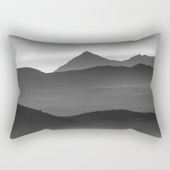 "Misty mountains". Sunset. BW Rectangular Pillow