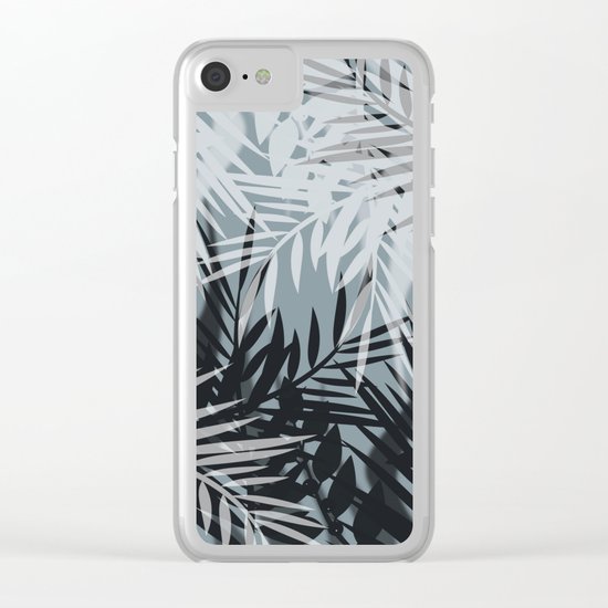 Gray Leaves pattern . Clear iPhone Case
