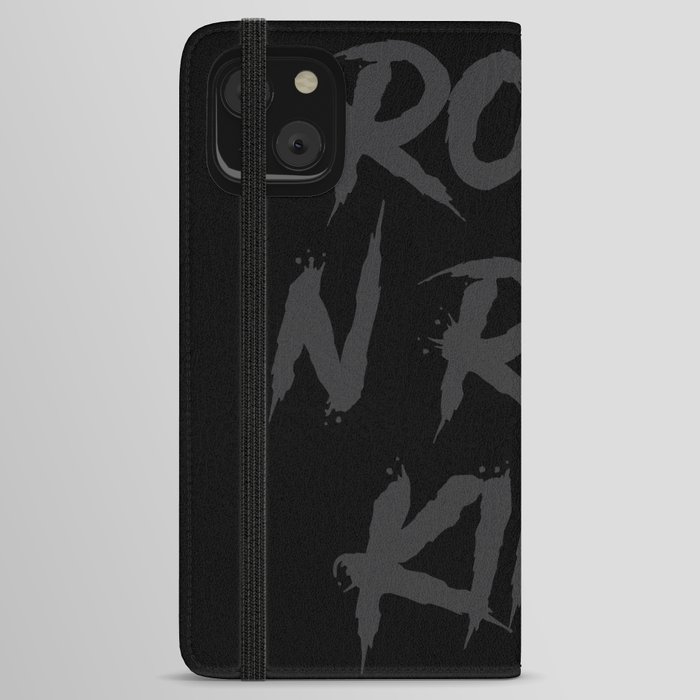 Rock and Roll King Typography Black iPhone Wallet Case
