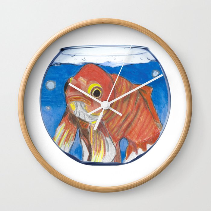 Gertrude the Goldfish in a Fishbowl  Wall Clock