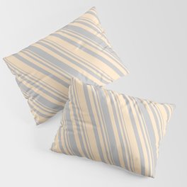 [ Thumbnail: Grey & Bisque Colored Lined/Striped Pattern Pillow Sham ]