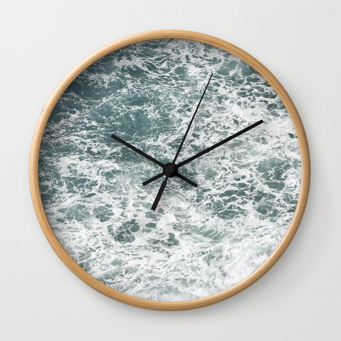 Frothy Blue Ocean Sea Waves Pacific Water Pinhole Circle Geometric Photography Art Mural Northwest Wall Clock