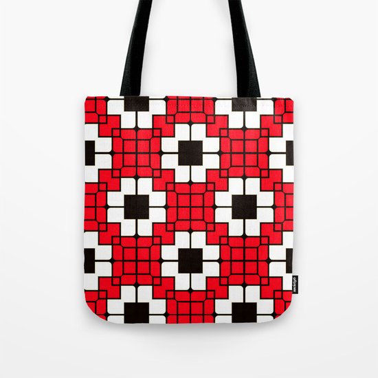 Retro Mosaic Red & Black Tote Bag