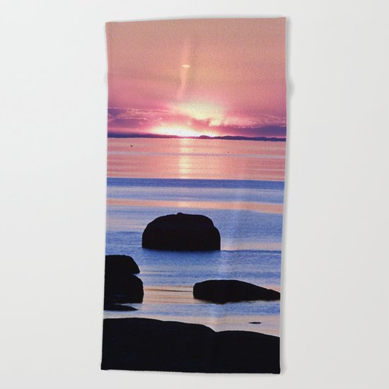 Saint-Lawrence River Sunset Beach Towel