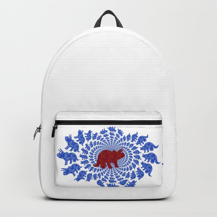 Dinosaur Fractal Print in Blue and Red Backpack