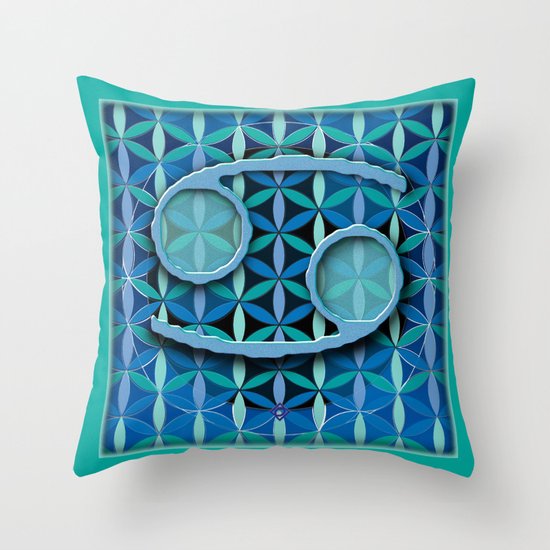 Flower of Life CANCER Astrology Design Throw Pillow