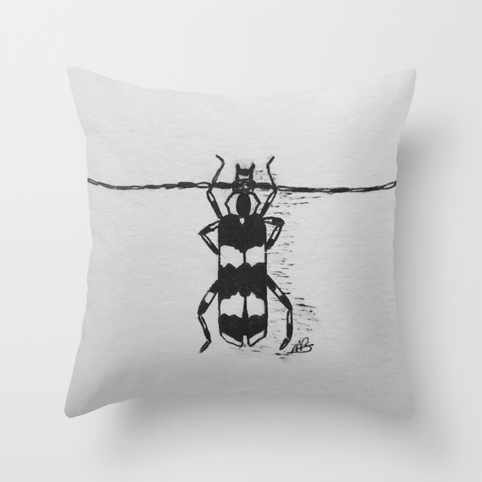 Banded Alder Borer Beetle Throw Pillow