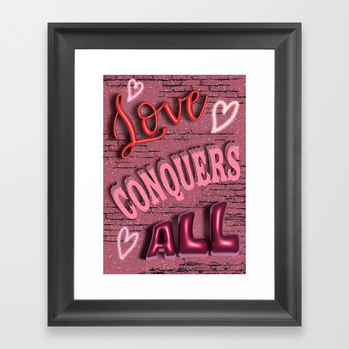 Love Conquers All 3D Lettering Framed Art Print