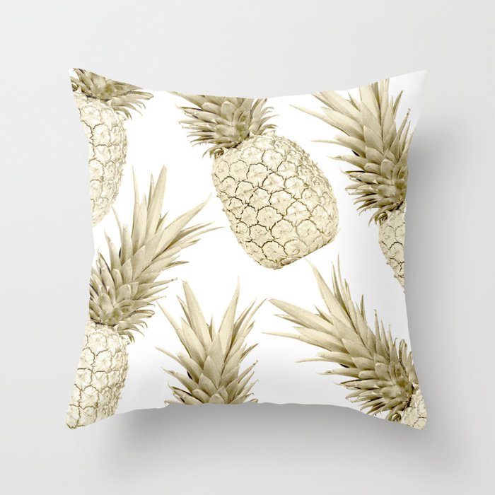 Gold Pineapple Bling Throw Pillow